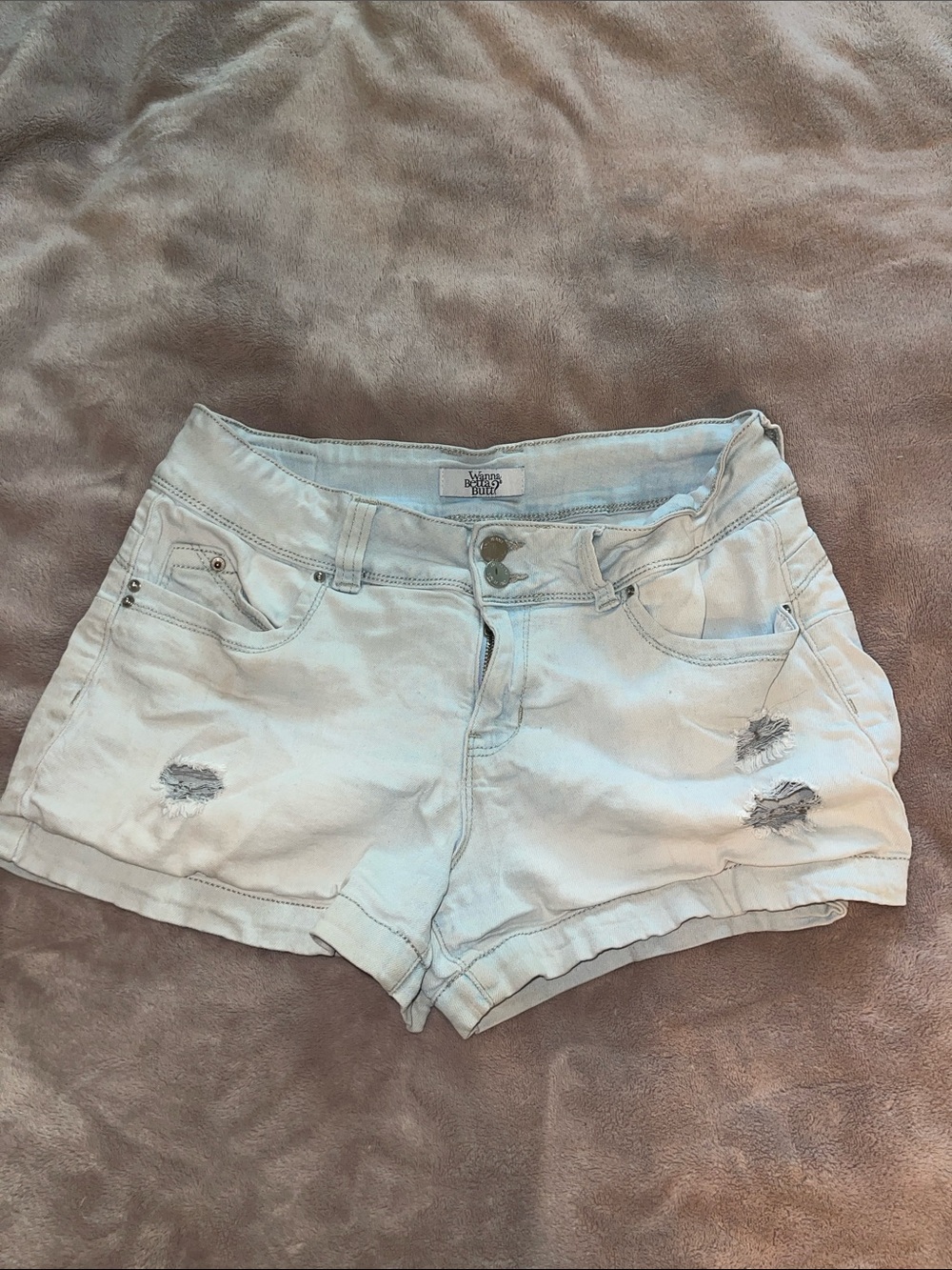 Women’s Light Wash Distressed Denim Shorts